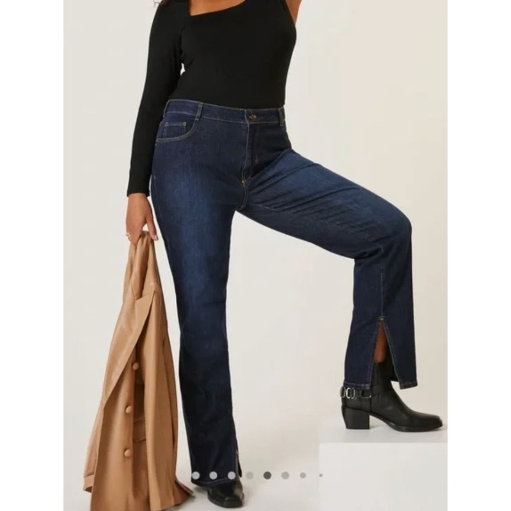 Pilcro Split Hem Jeans Womens 25 Dark Wash Straight Leg Full Length Hi Rise NWT